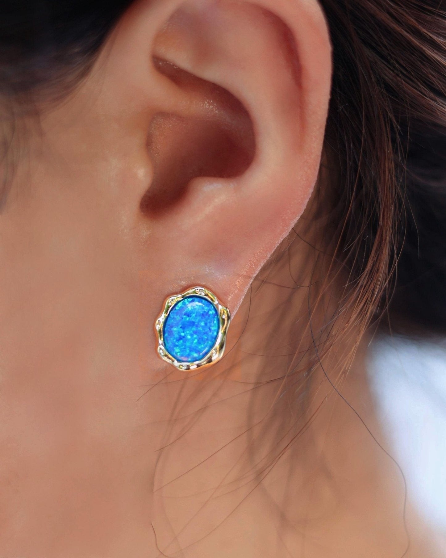 Opal Earrings with Palette Design