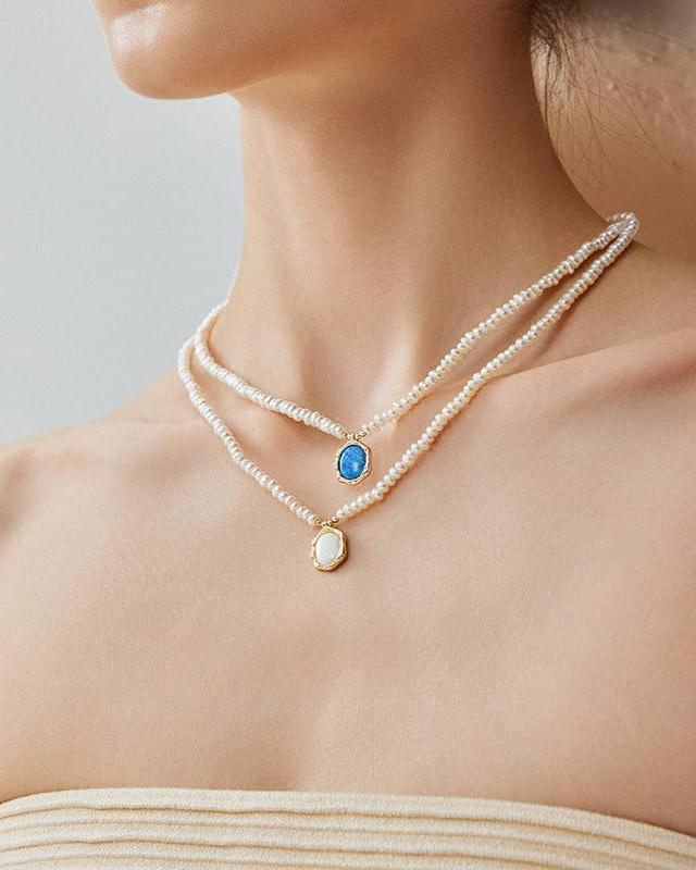 Opal and Pearl Decorative Necklace