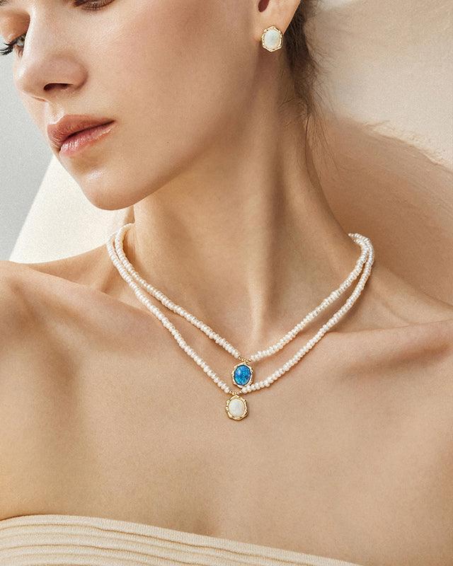 Opal and Pearl Decorative Necklace