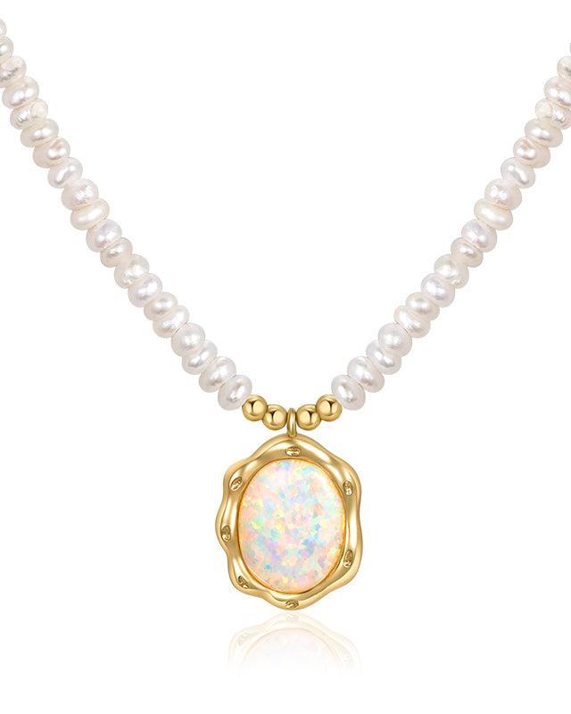 Opal and Pearl Decorative Necklace