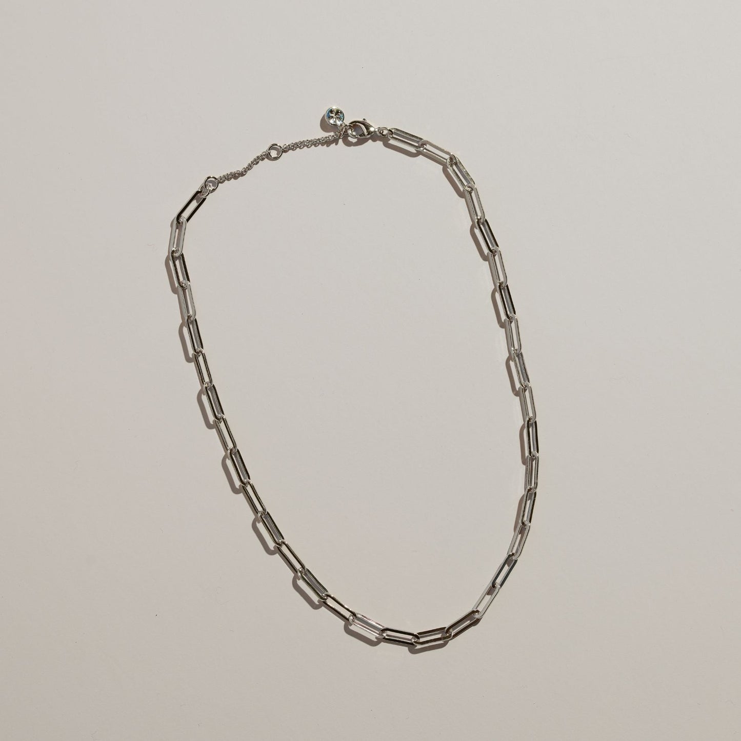 Minimalist Paper Clip Chain Necklace in Silver