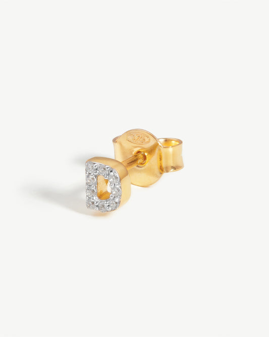 Initial D Single Stud Earring in 18k Gold Vermeil