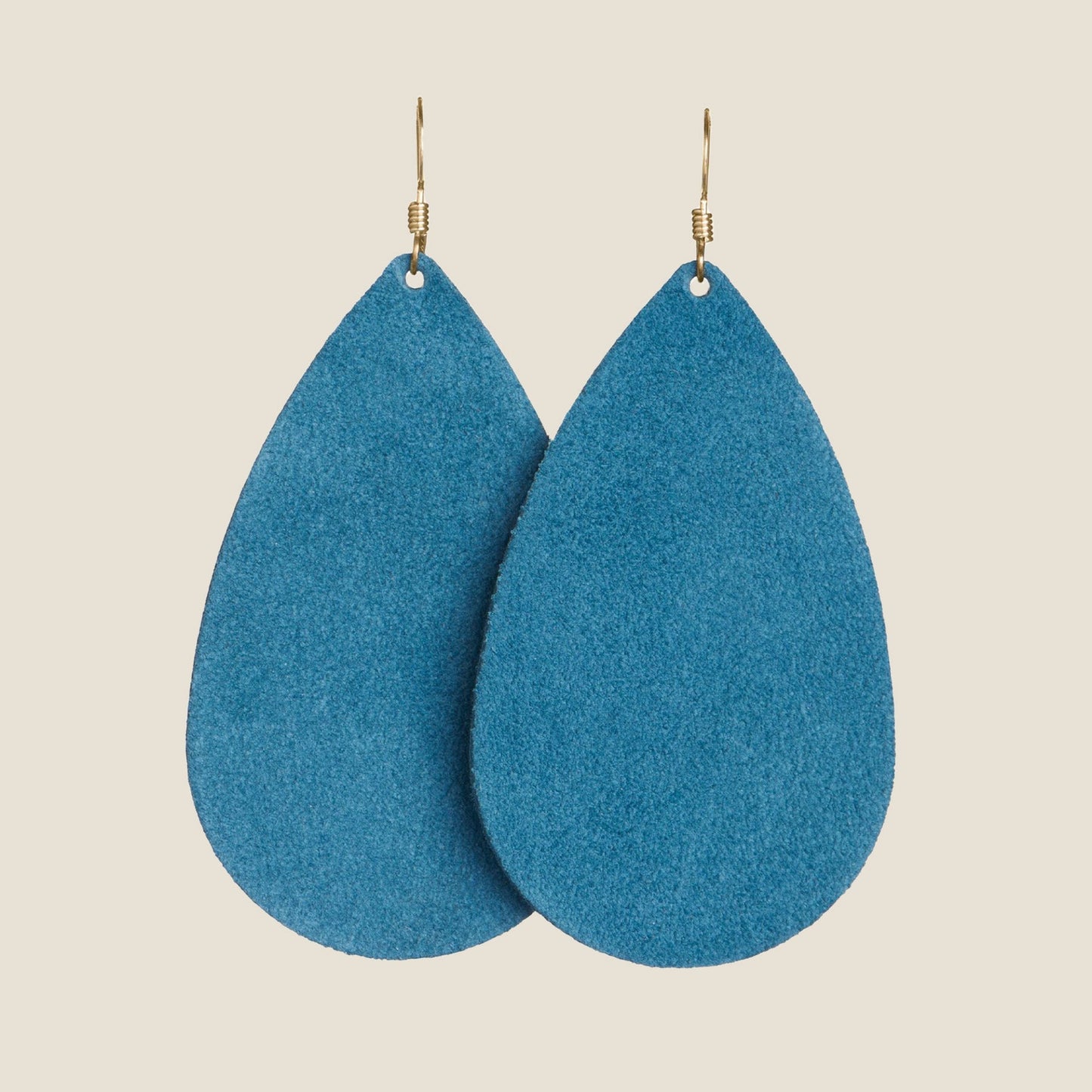 Suede Teardrop Earrings in Peacock Color