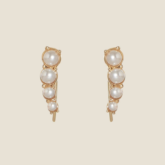 Elegant Silver Pearl Ear Climbers for Stylish Look