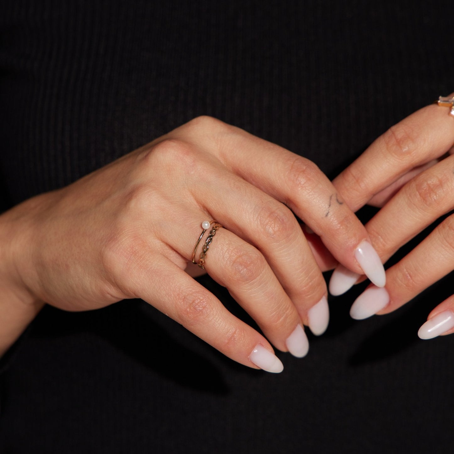 Elegant Pearl Stacking Ring in Silver