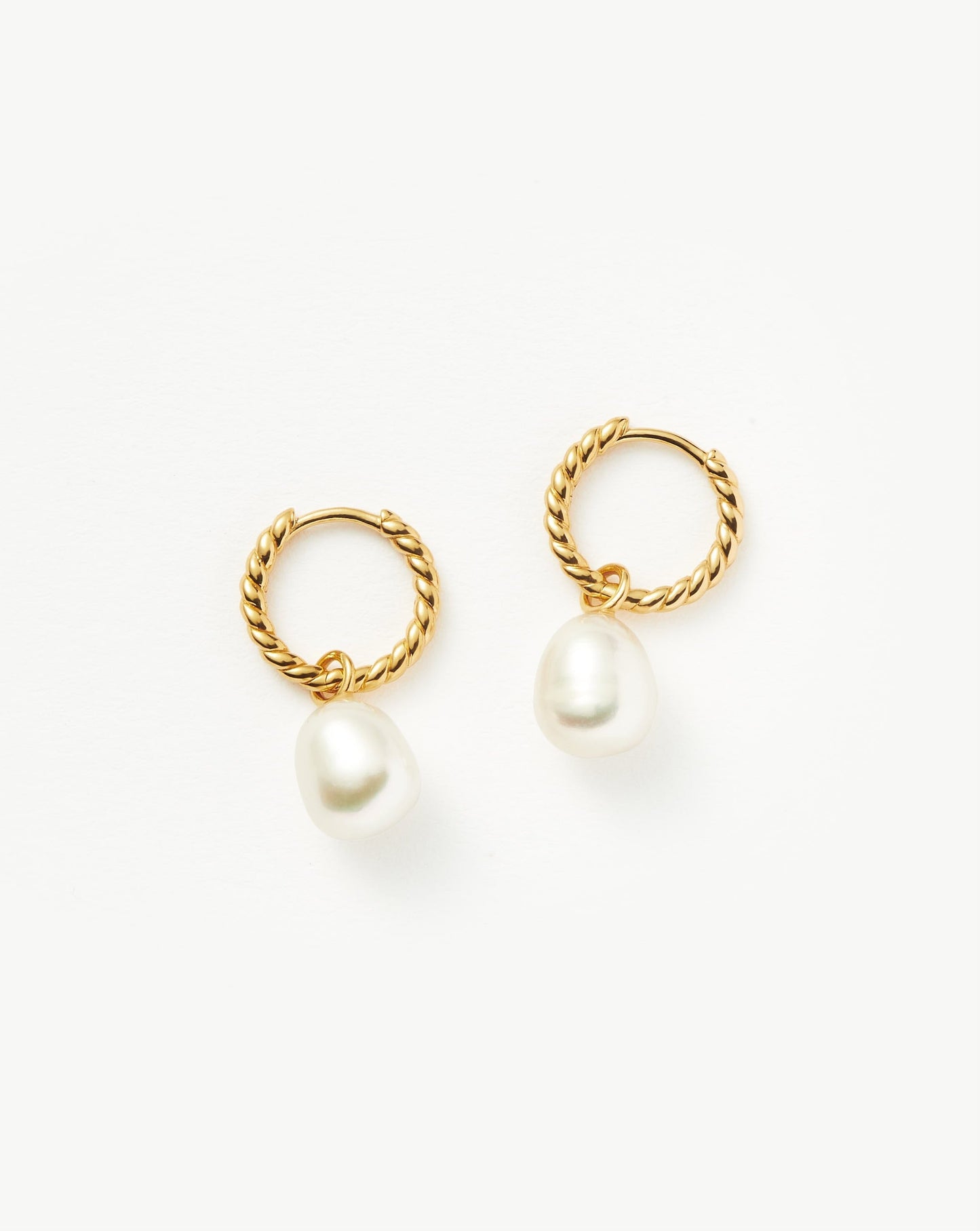 Gold Plated Pearl Twisted Hoop Earrings