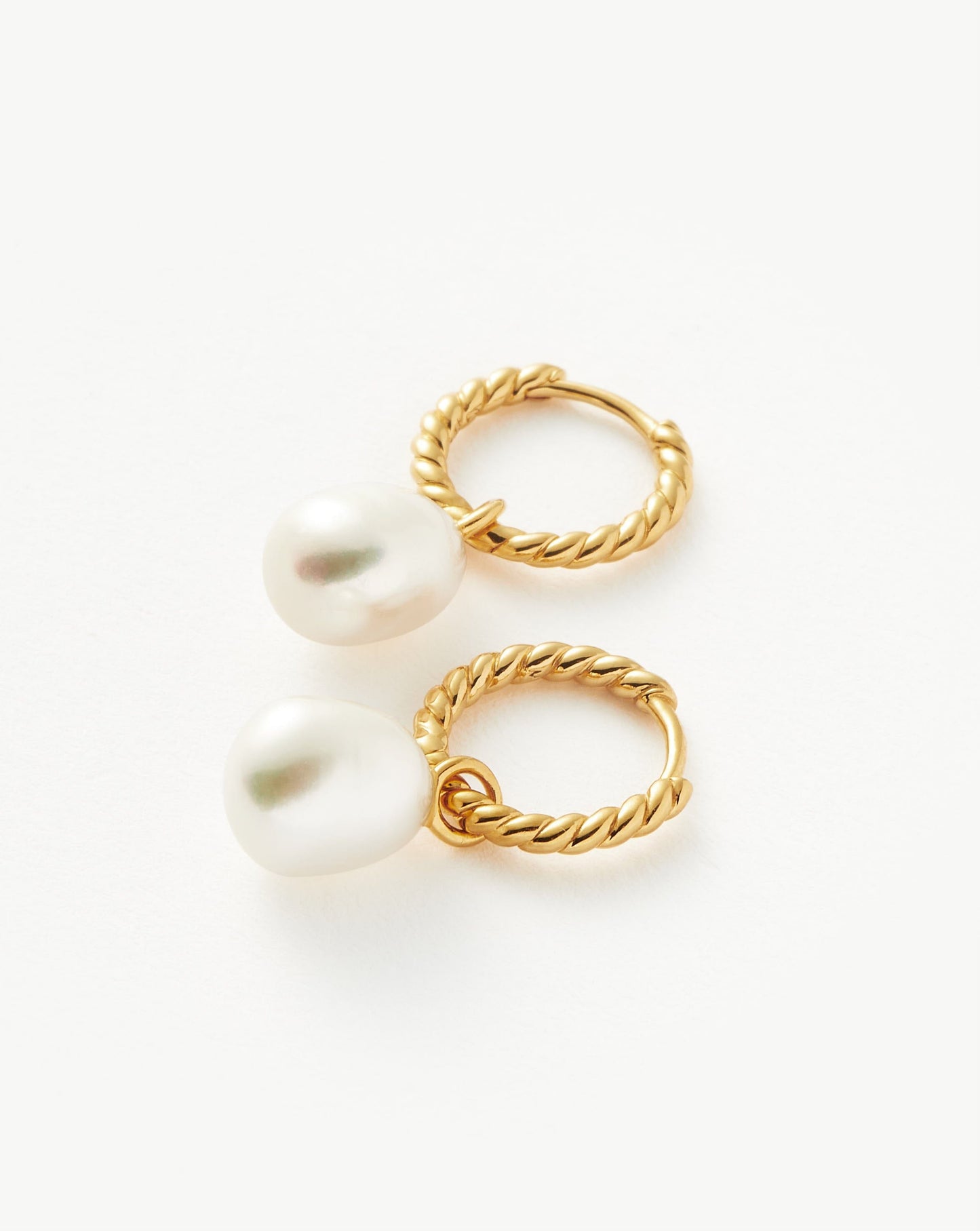 Gold Plated Pearl Twisted Hoop Earrings