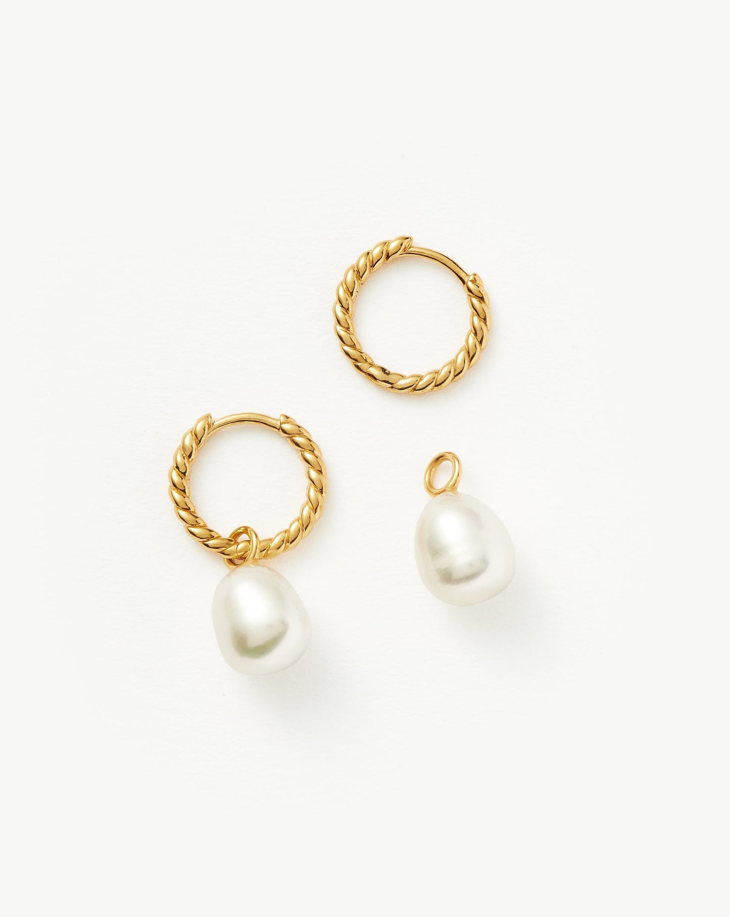 Gold Plated Pearl Twisted Hoop Earrings