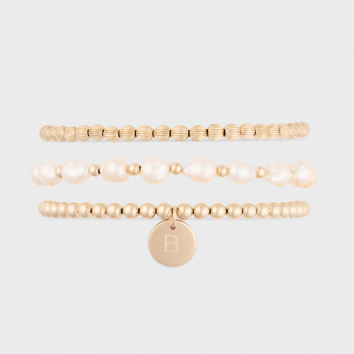 Triple Stack Baroque Initial Pearl Design