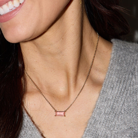 Pink Baguette Stone Jewelry Necklace