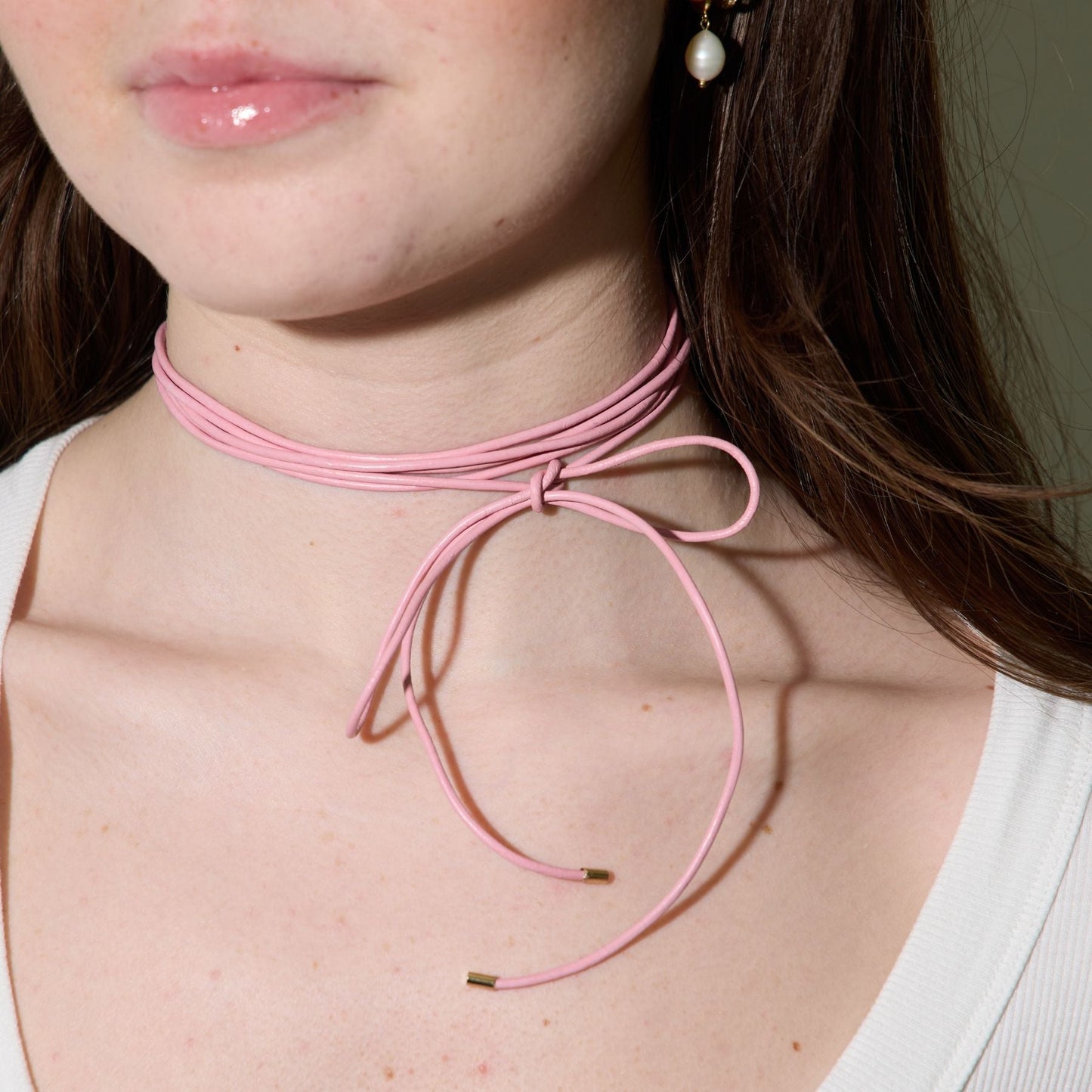 Pink Cord Necklace with a Stylish Design