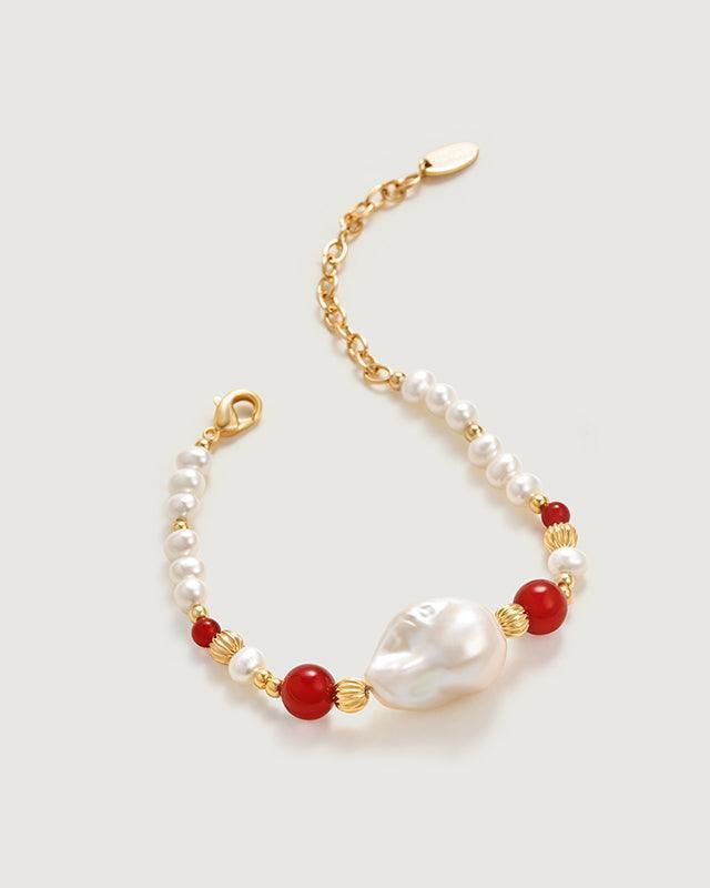 Baroque Pearl Bracelet with Pomegranate Design