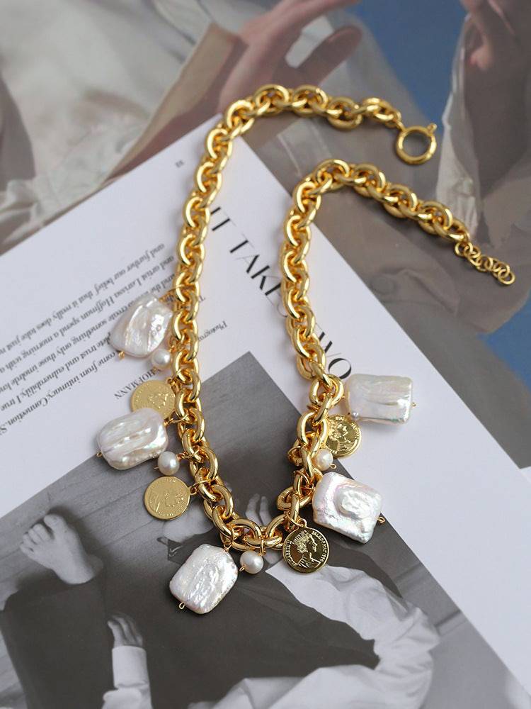 Baroque Pearl Coin Petal Necklace Design