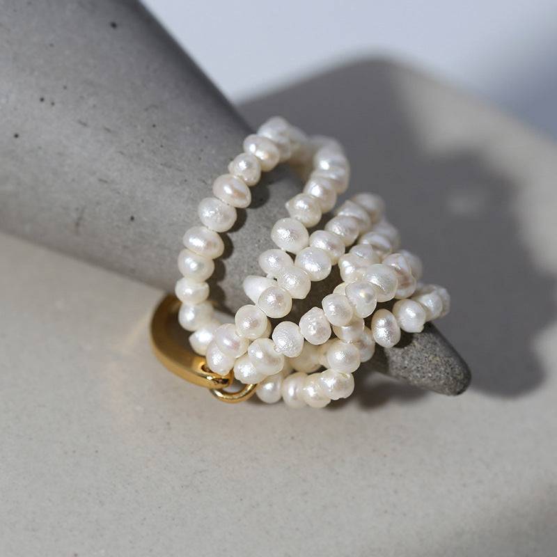 Layered Rice Pearl Cluster Ring Design