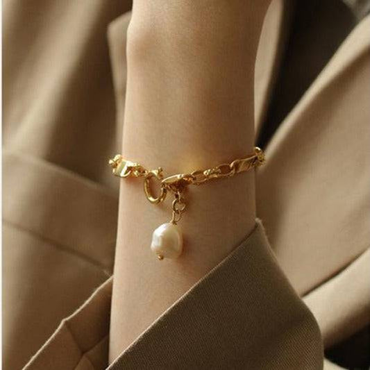 Elegant Baroque Pearl Chain Bracelet for Any Occasion