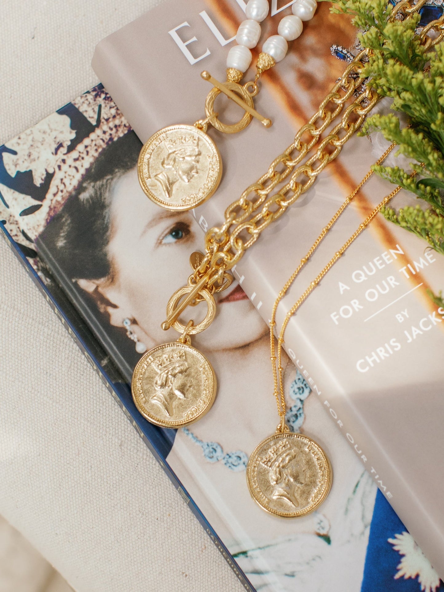 Dainty Necklace with Queen Elizabeth Coin Design