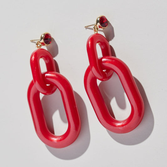 Bold Red Acrylic Statement Earrings for Style