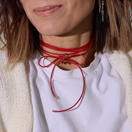 Red Cord Necklace with Stylish Design