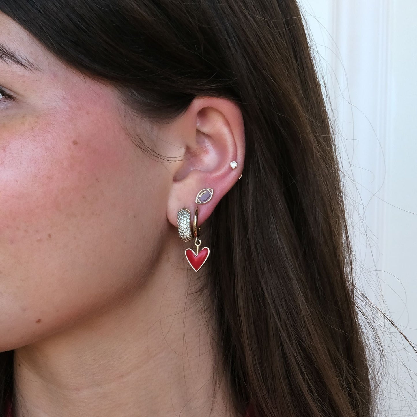 Red Coral Sweetheart Hoop Earrings