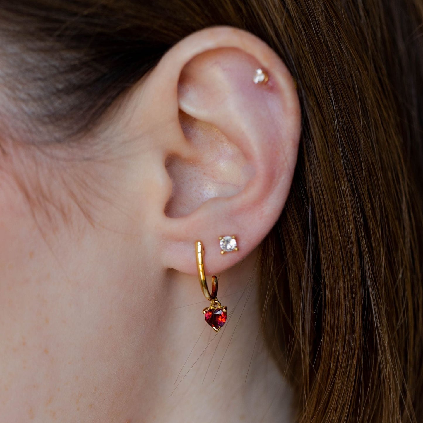 Red Garnet Huggie Earrings in Stylish Design