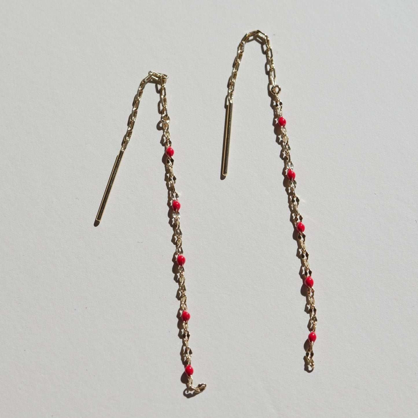 Red Threader Earrings in Stylish Design