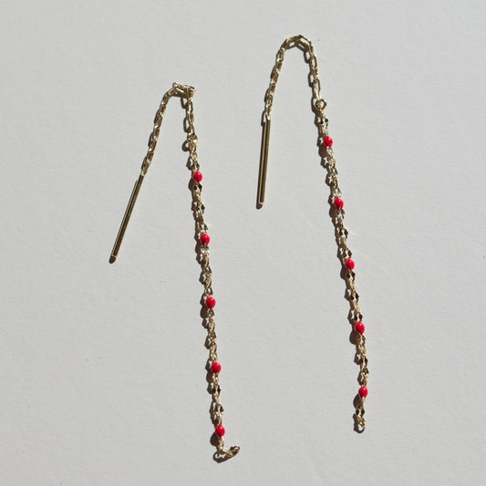 Red Threader Earrings in Stylish Design