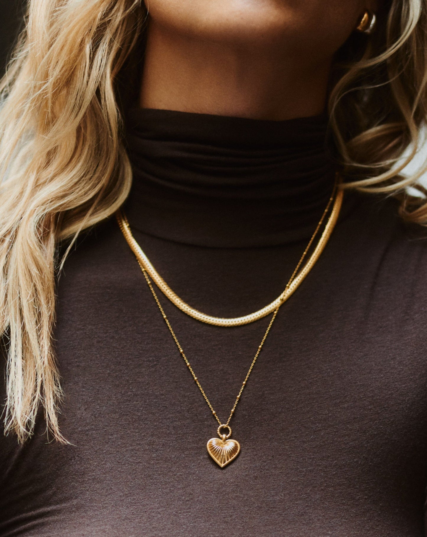 Gold Plated Heart Charm Pendant Necklace