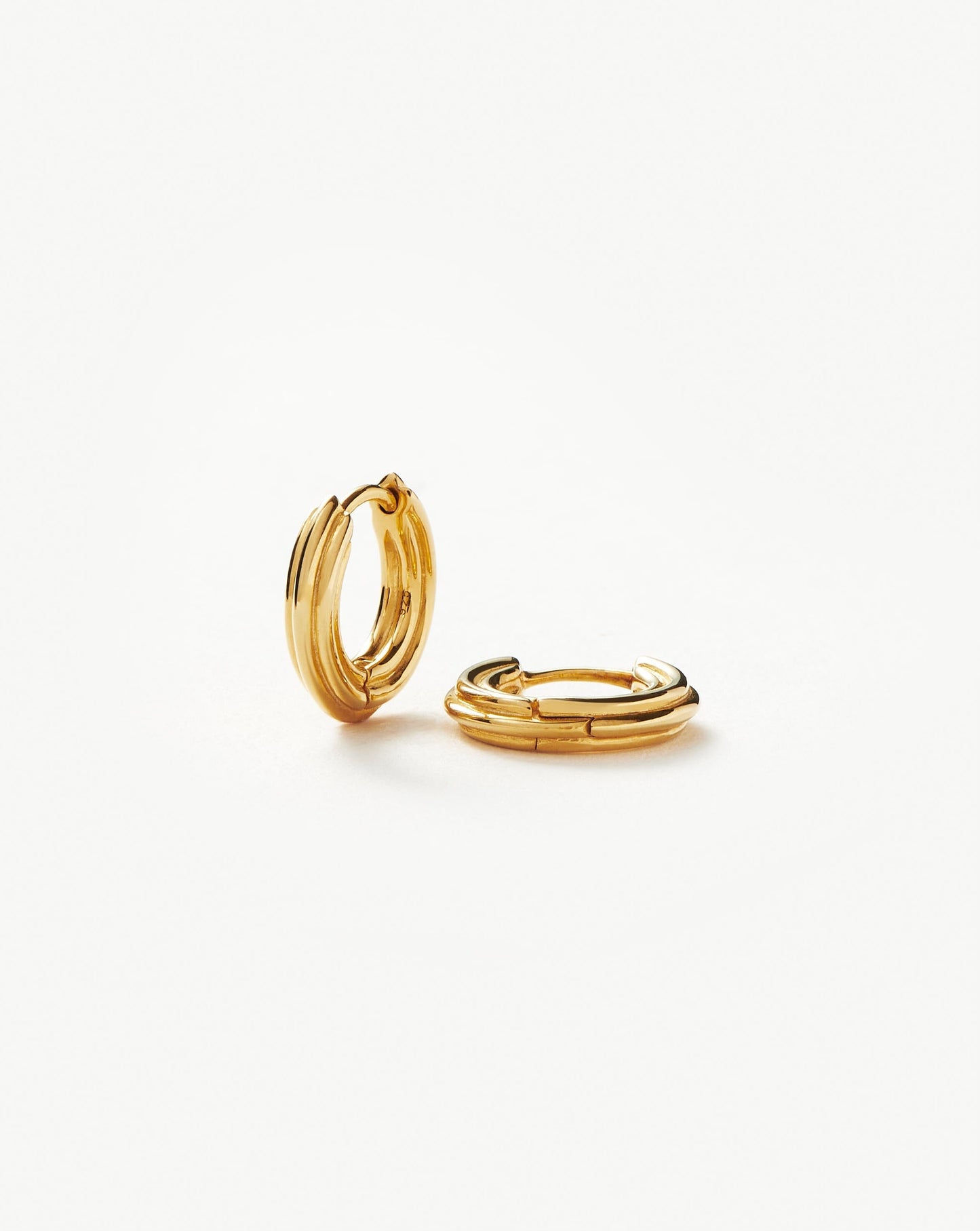 Gold Plated Mini Hoop Earrings in Ridge Design