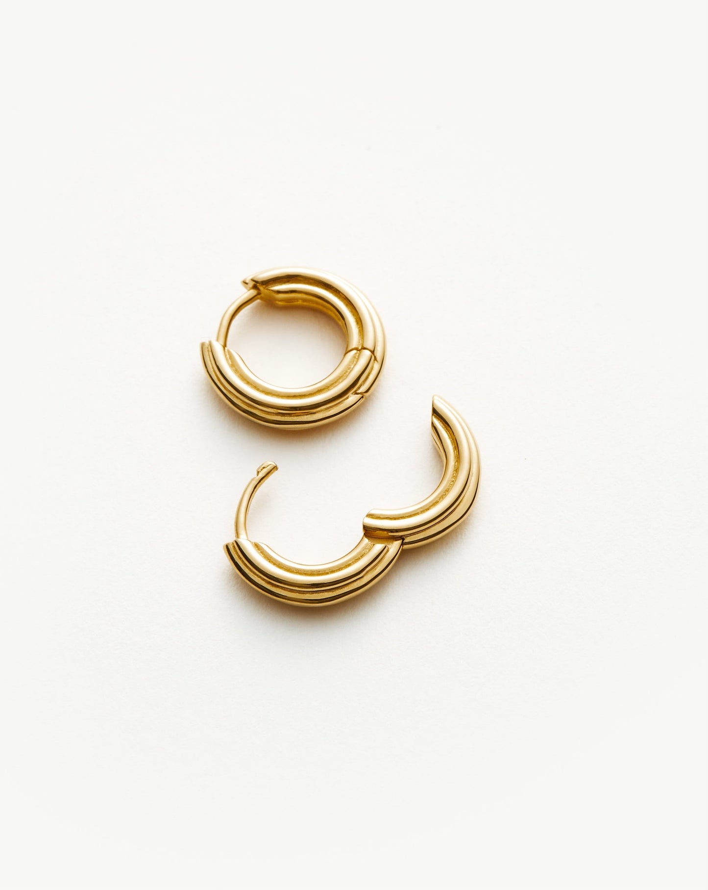 Gold Plated Mini Hoop Earrings in Ridge Design