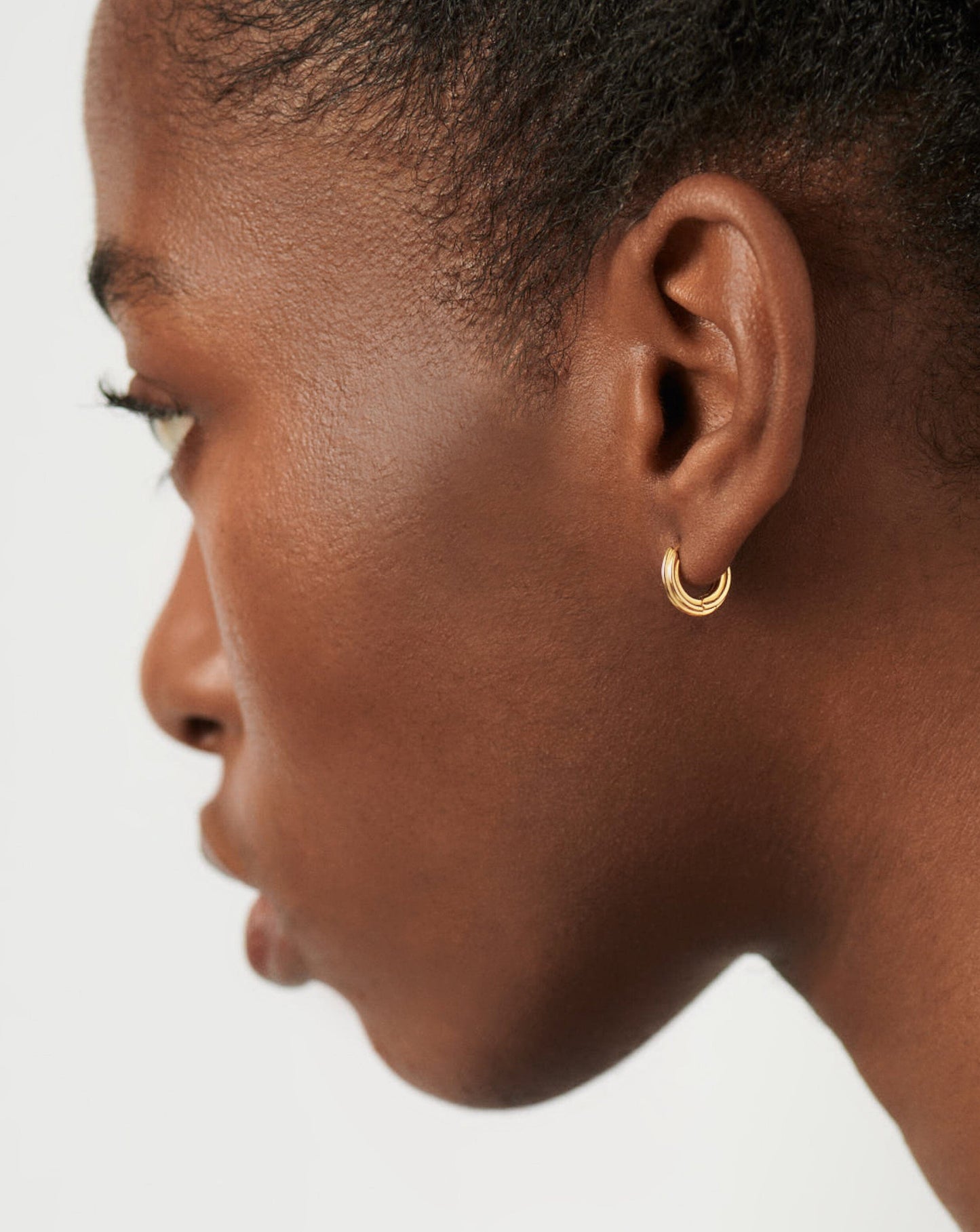 Gold Plated Mini Hoop Earrings in Ridge Design