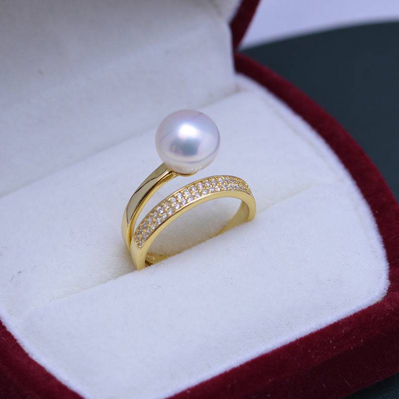 Freshwater Pearl and CZ Ring in Silver 2