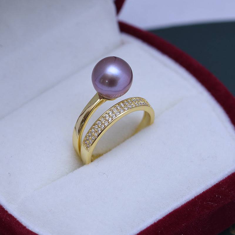 Freshwater Pearl and CZ Ring in Silver 2