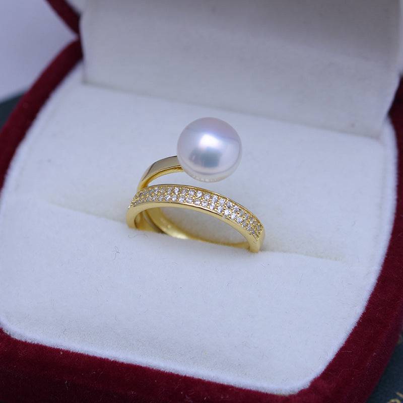 Freshwater Pearl and CZ Ring in Silver 2