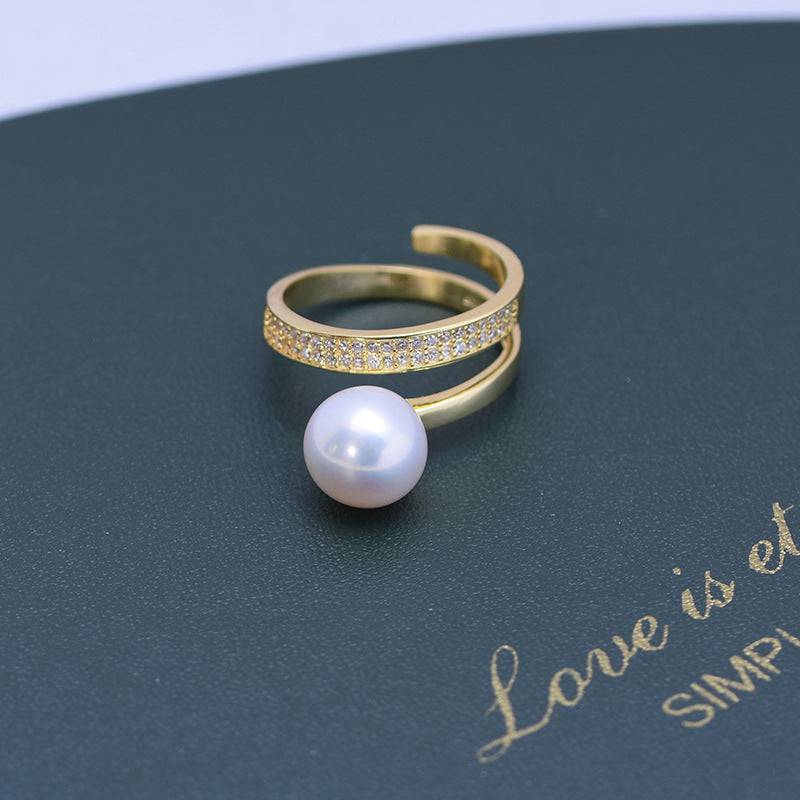 Freshwater Pearl and CZ Ring in Silver 2