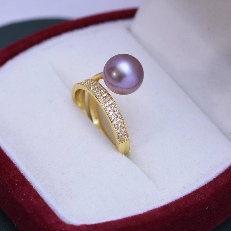 Freshwater Pearl and CZ Ring in Silver 2