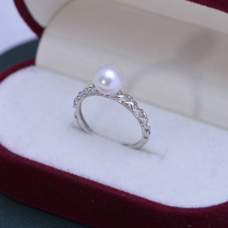 Hollow Vine Design Pearl Ring