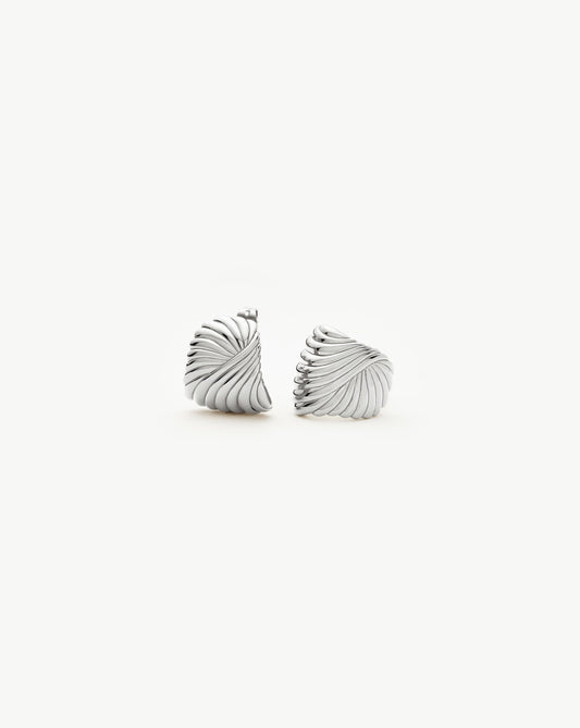 Silver Plated Ripple Stud Earrings