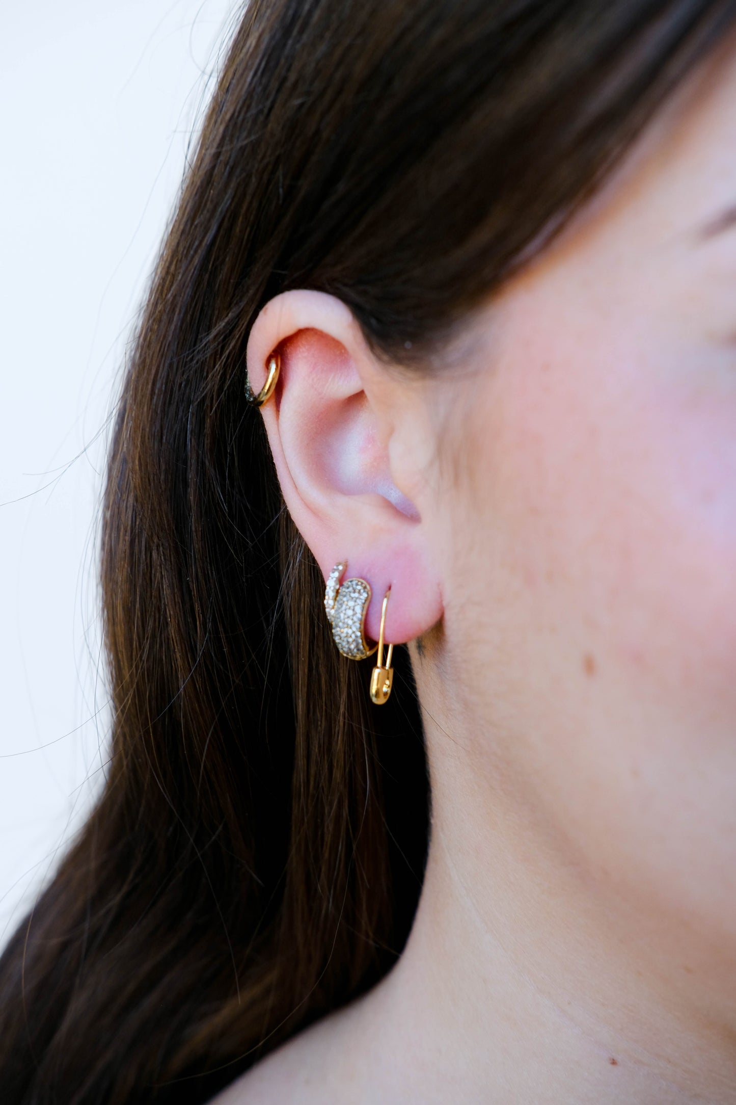 Threader Earrings in Safety Pin Design