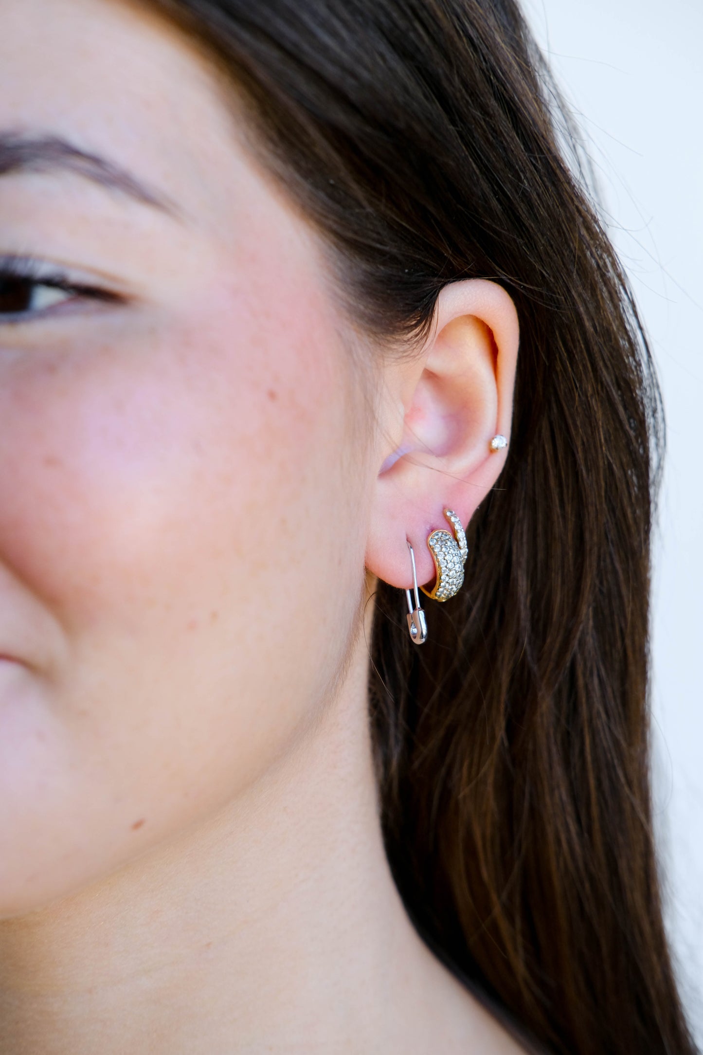 Threader Earrings in Safety Pin Design