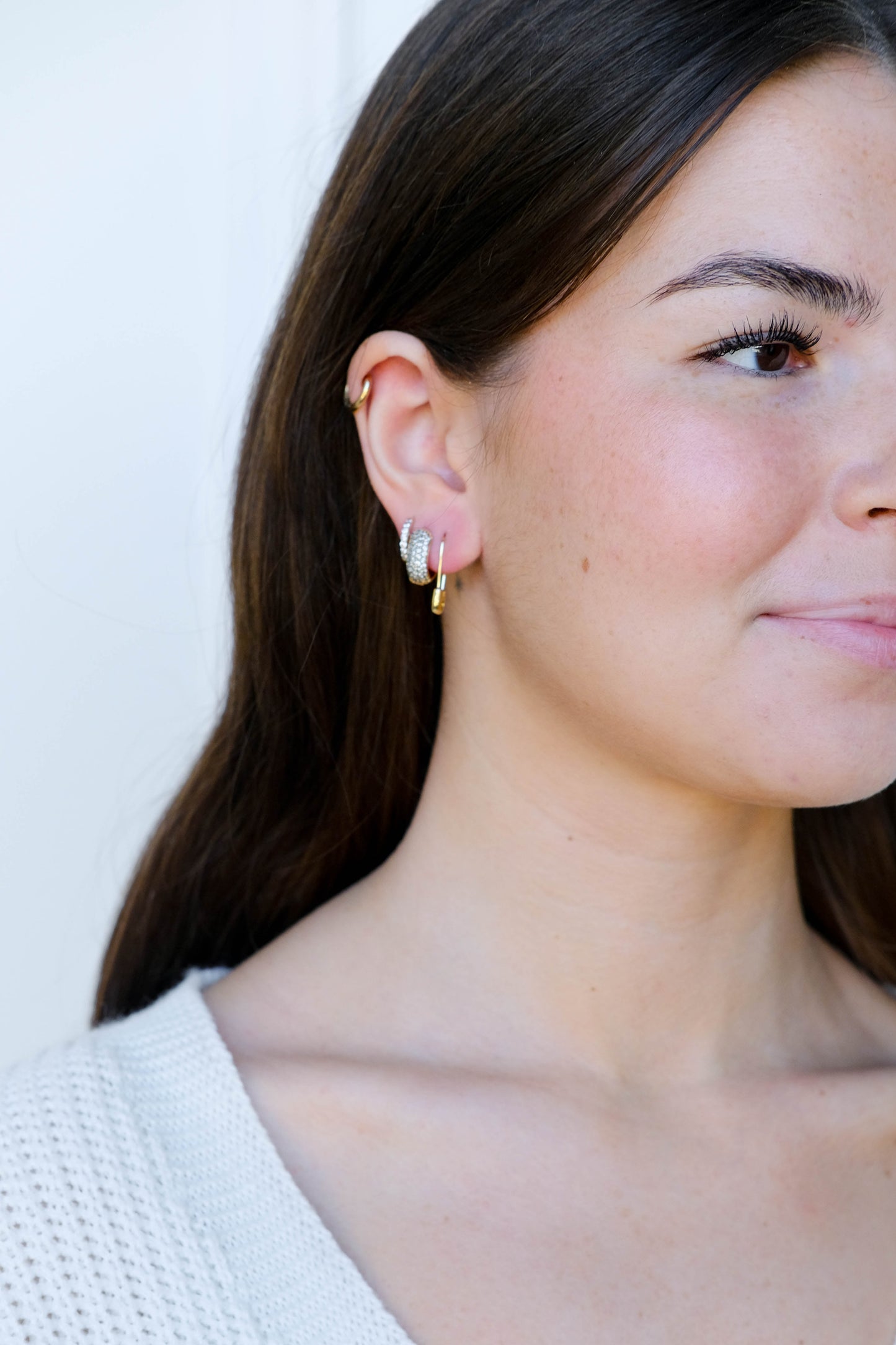 Threader Earrings in Safety Pin Design