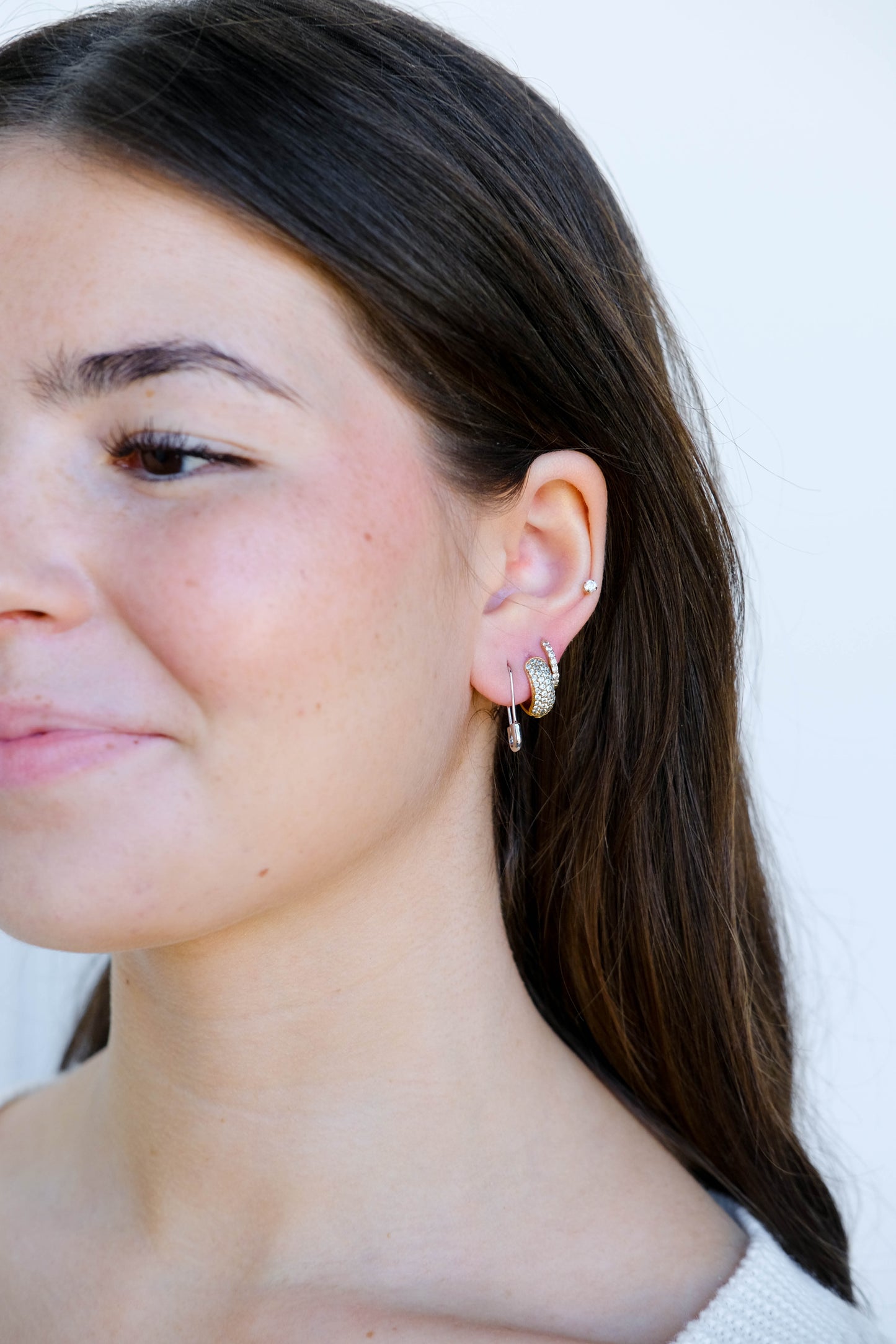 Threader Earrings in Safety Pin Design