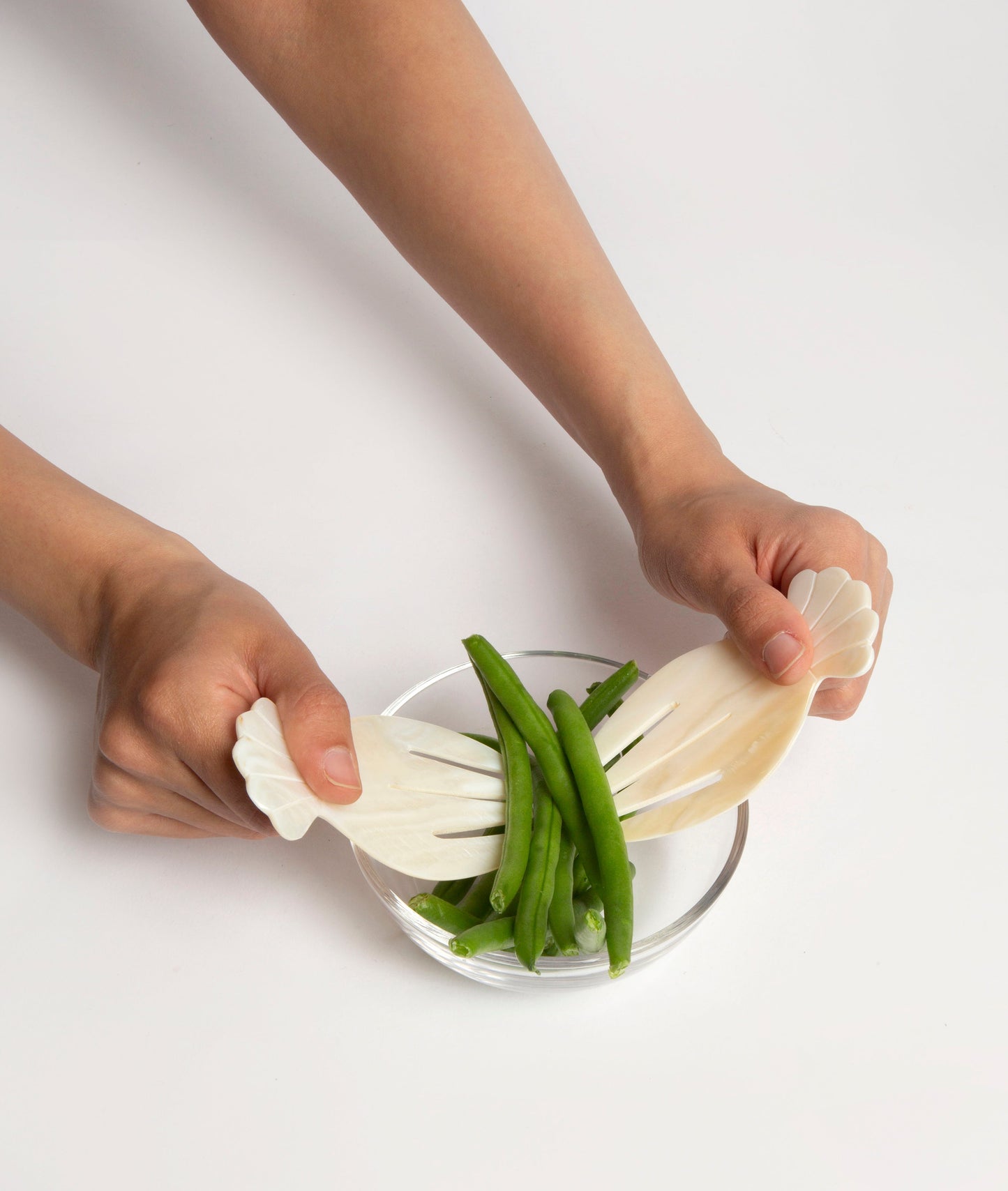 Mother of Pearl Salad Hands Serving Utensils