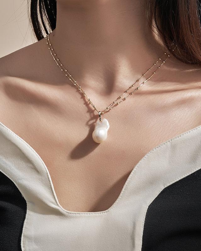 Baroque Pearl Necklace with Satin Ribbon