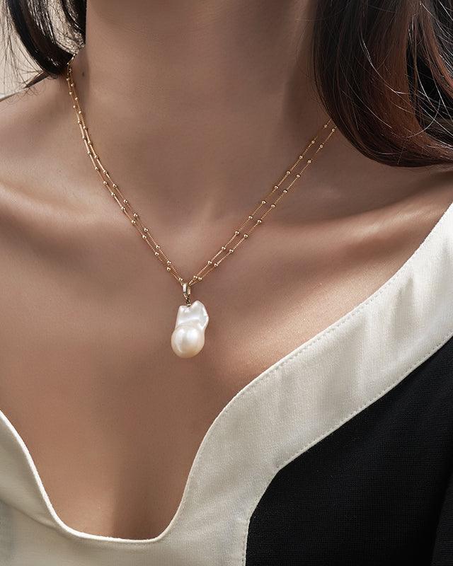 Baroque Pearl Necklace with Satin Ribbon