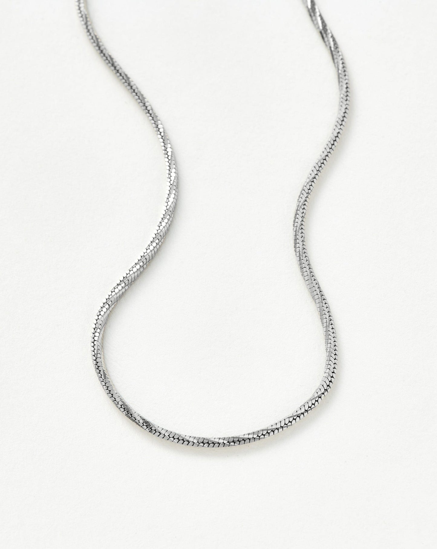 Asymmetric Square Snake Chain Necklace in Silver