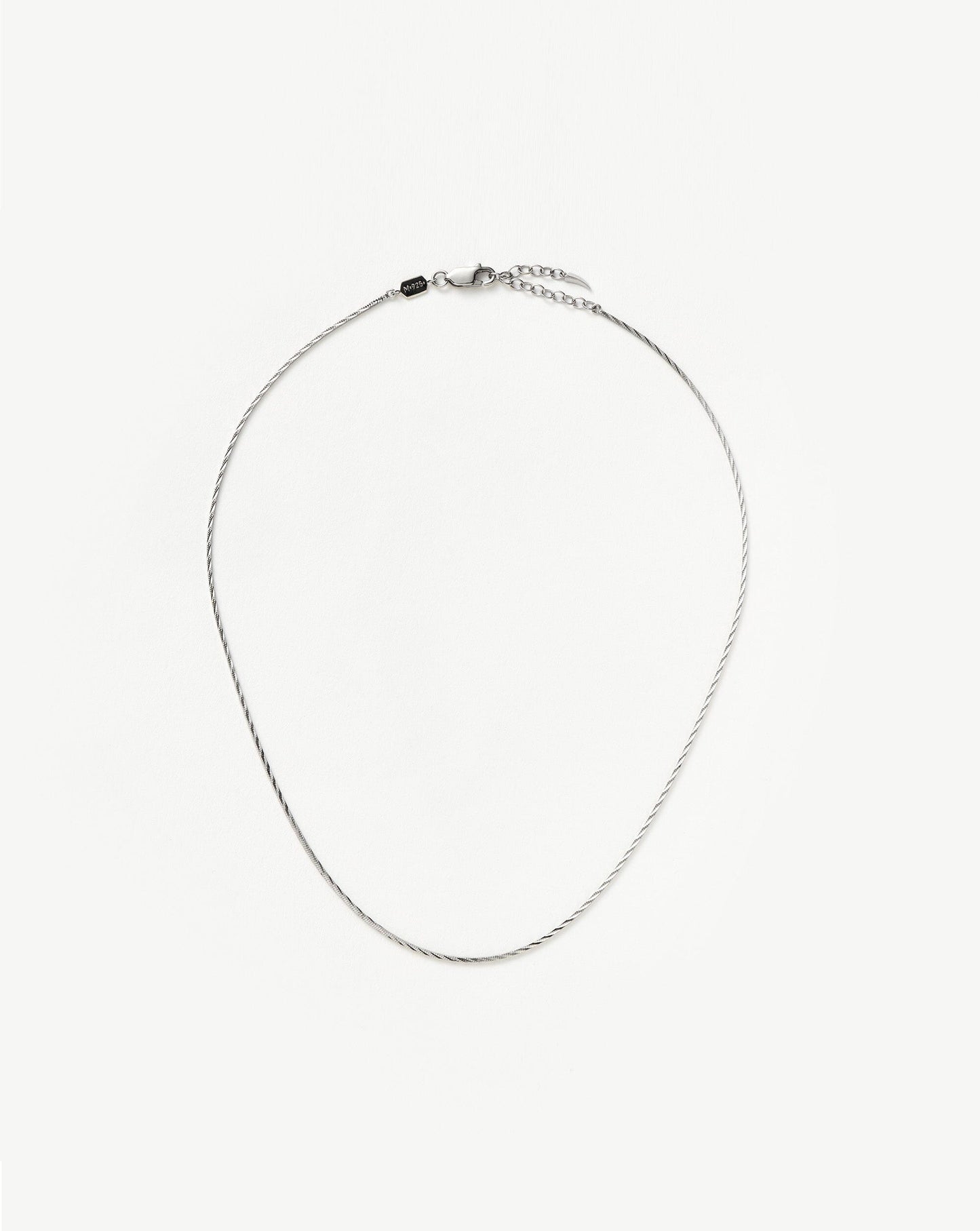 Asymmetric Square Snake Chain Necklace in Silver