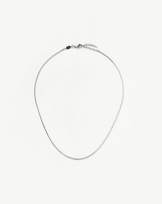 Asymmetric Square Snake Chain Necklace in Silver