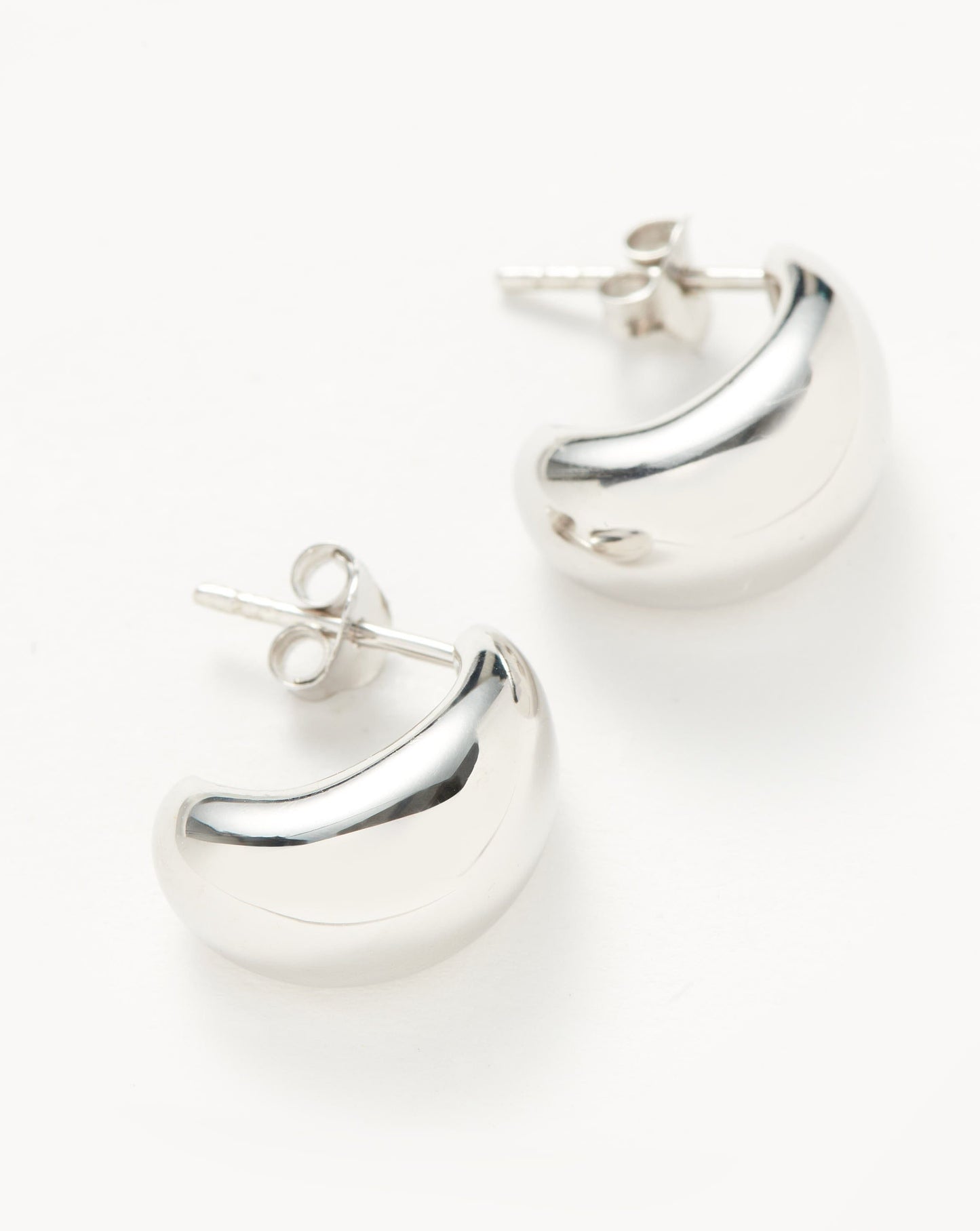 Mini Dome Hoop Earrings in Silver