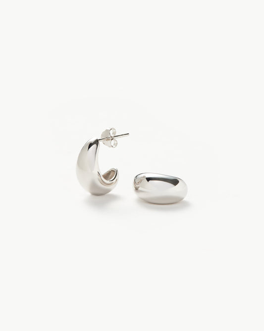 Mini Dome Hoop Earrings in Silver