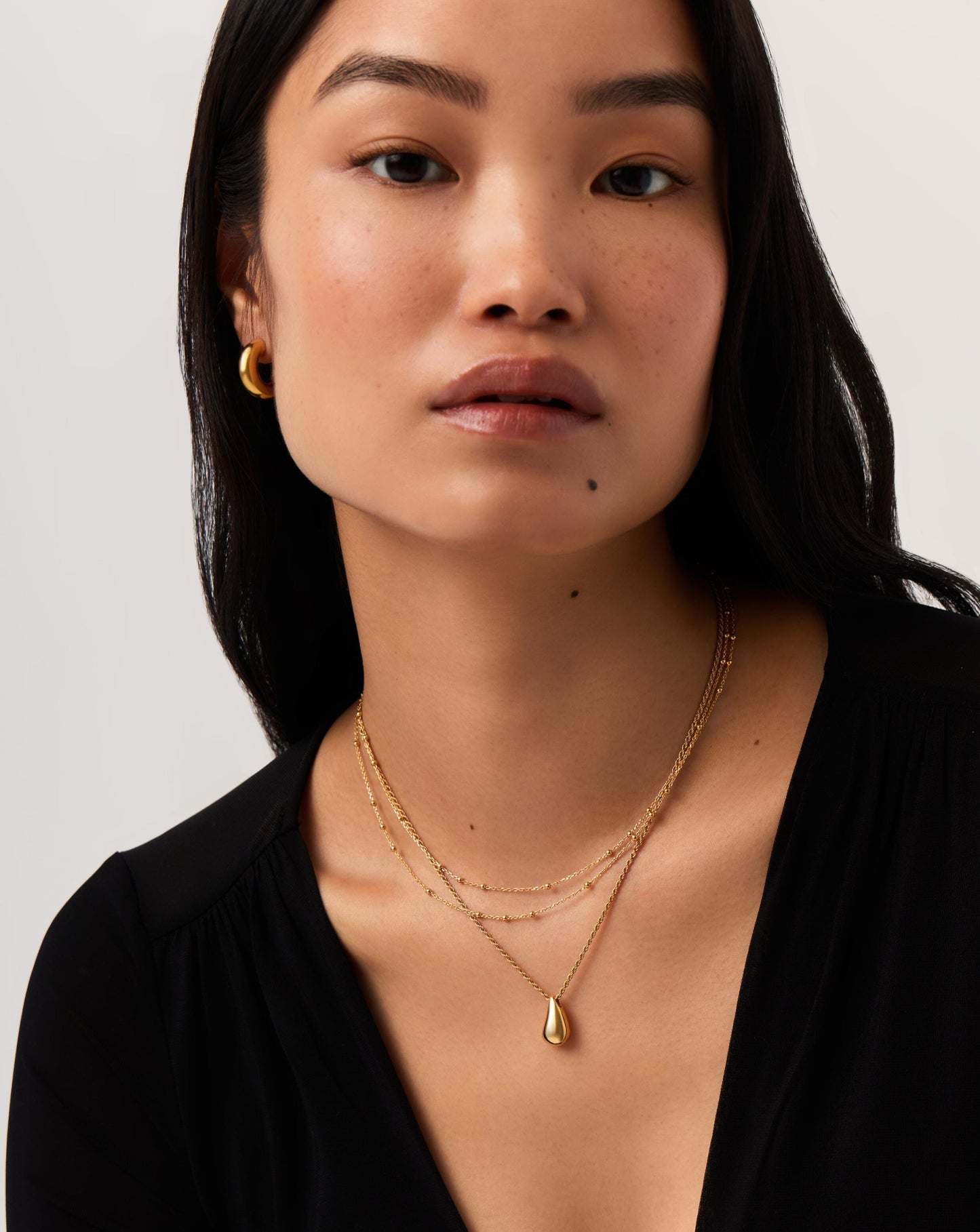 Double Droplet Pendant Necklace in 18k Gold Vermeil